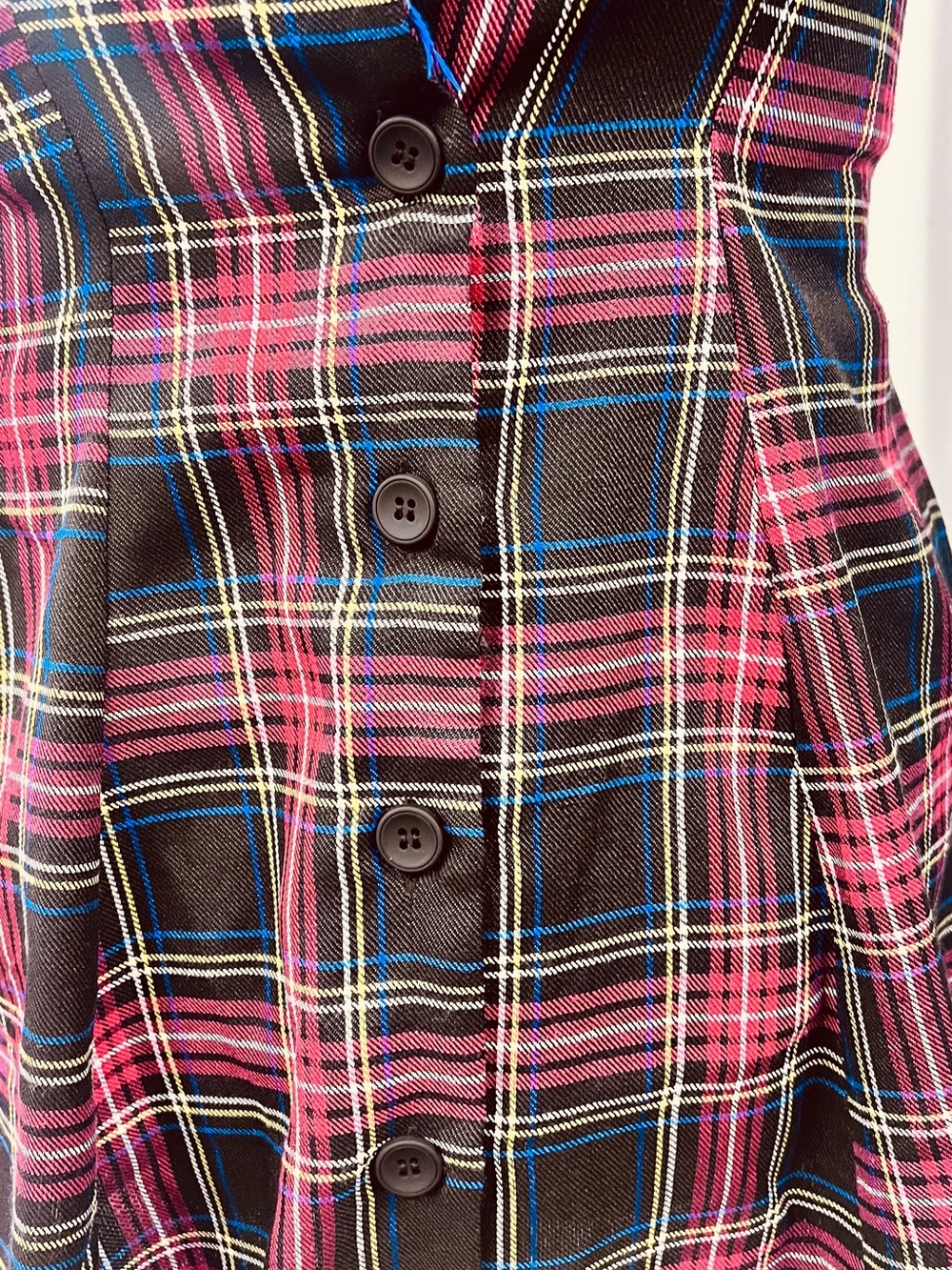 Current Mood Red and Black Plaid Fit-and-Flare Button Dress - Picture 6 of 12
